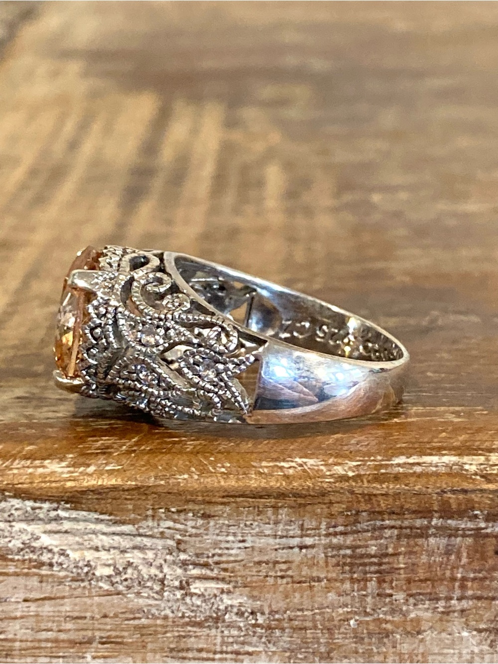 Joseph Esposito ESPO Peach Jubilee Sterling Silver Ring - Size 9 - Picture 5 of 16